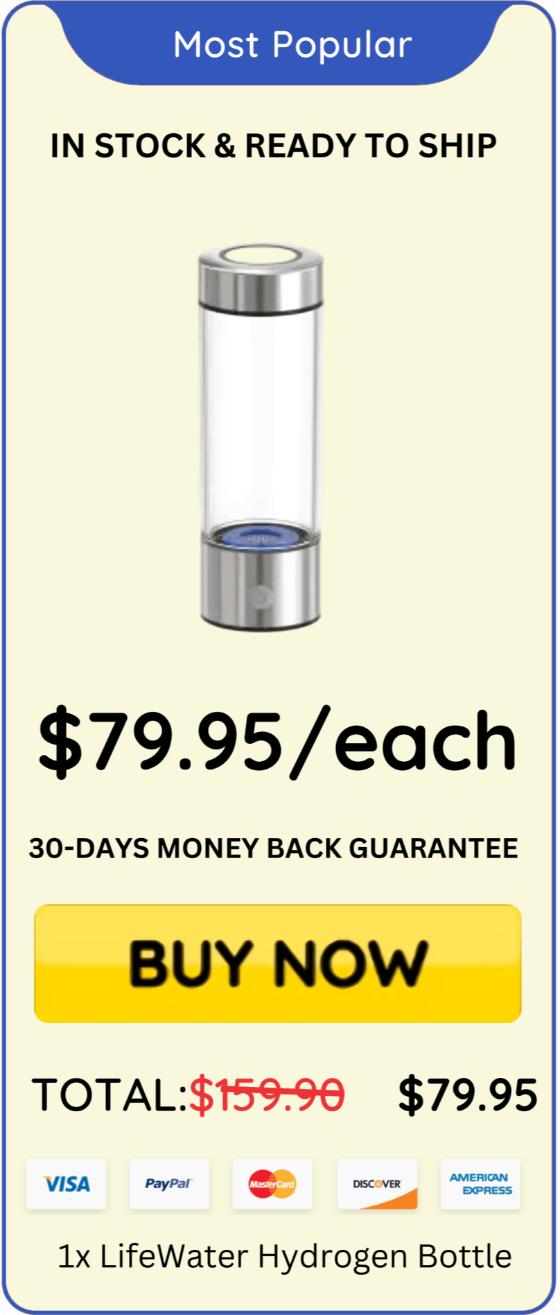LifeWater Hydrogen Bottle price 